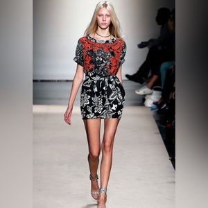 Isabel Marant Embroidered Black and Red Cotton Top